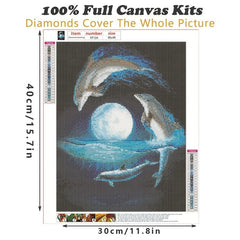 5D Dolphin Crystal Rhinestone Art Kit for Wall Decor