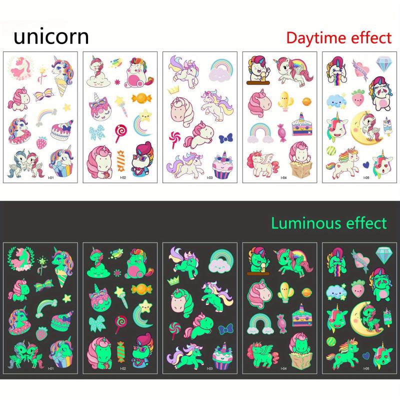 5pcs Luminous Tattoo Stickers for Children's Arms & Faces