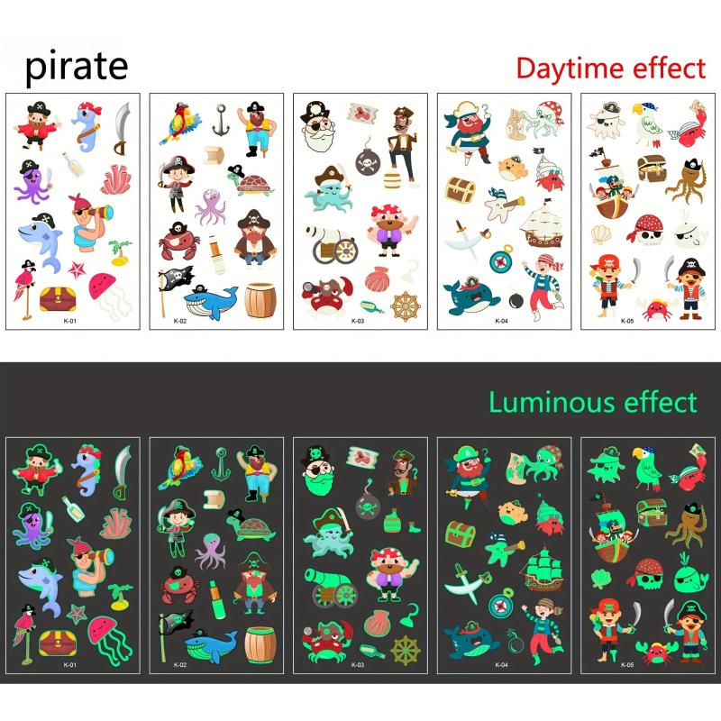 5pcs Luminous Tattoo Stickers for Children's Arms & Faces