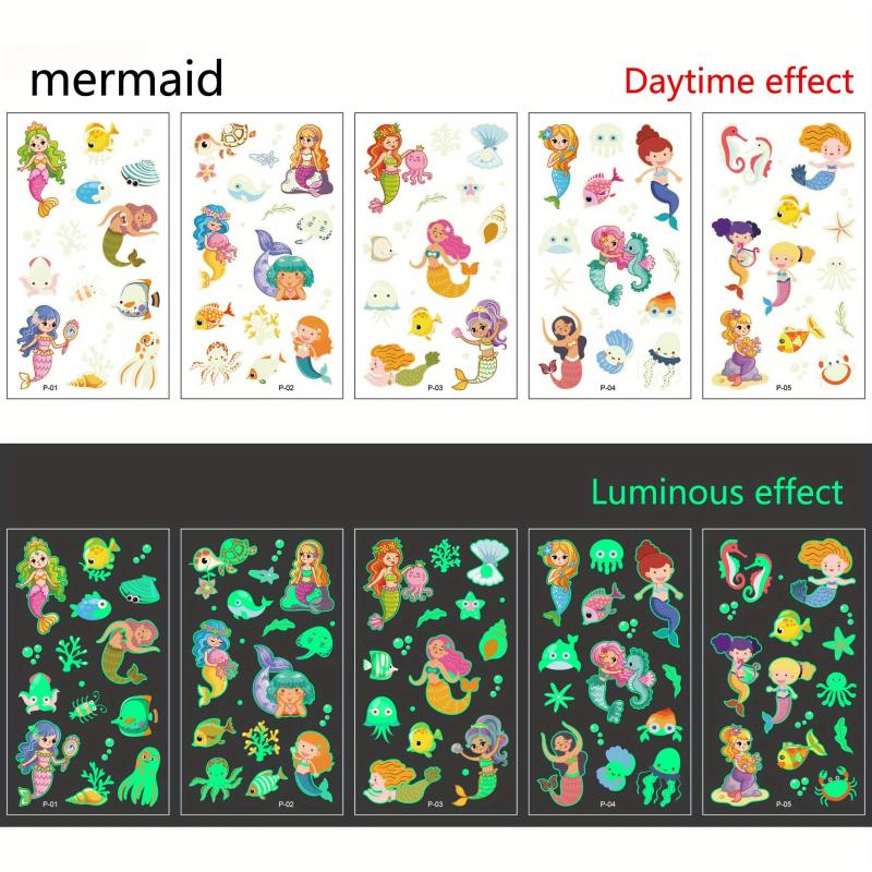 5pcs Luminous Tattoo Stickers for Children's Arms & Faces