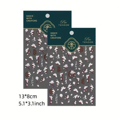 3D Embossed Nail Art Stickers Jade Flower Decals