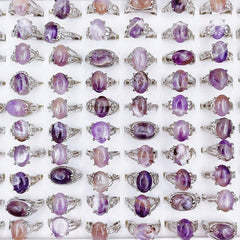 Natural Stone Amethyst Ring Mixed Shape Size Opp Bag
