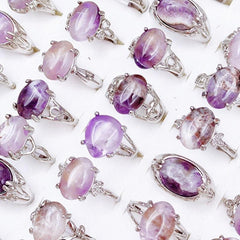 Natural Stone Amethyst Ring Mixed Shape Size Opp Bag