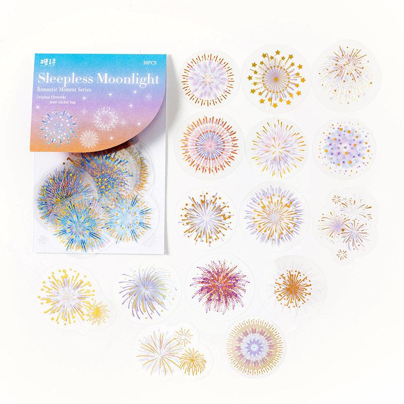 30 Fireworks Themed Resin Art Epoxy Stickers for Scrapbooking