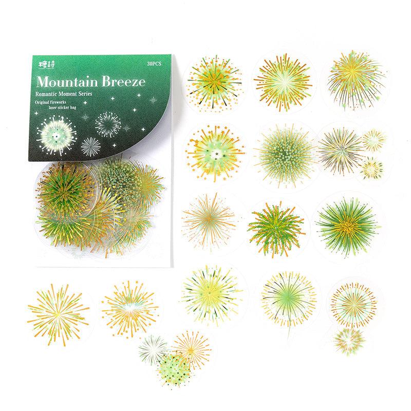 30 Fireworks Themed Resin Art Epoxy Stickers for Scrapbooking