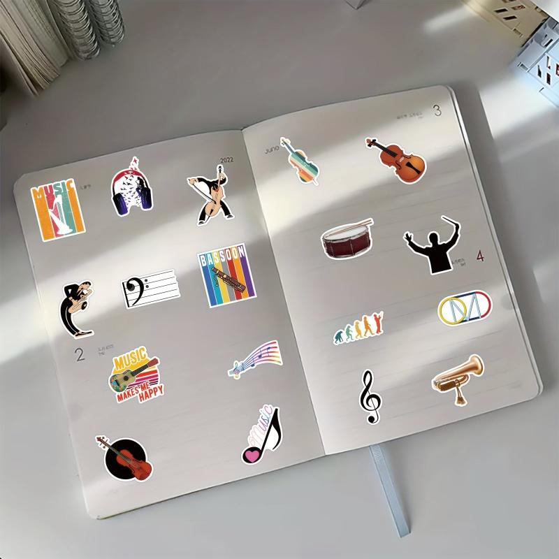 50pcs Orchestral Music Stickers For Motorcycle Helmet Water Cup Waterproof