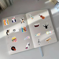 50pcs Orchestral Music Stickers For Motorcycle Helmet Water Cup Waterproof