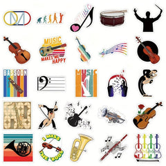 50pcs Orchestral Music Stickers For Motorcycle Helmet Water Cup Waterproof