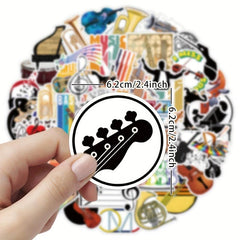 50pcs Orchestral Music Stickers For Motorcycle Helmet Water Cup Waterproof