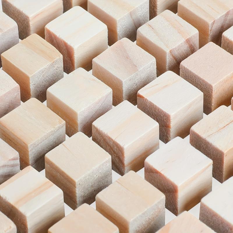 35pcs Blank Cube Craft Wooden Squares Natural Wood Blocks for Painting DIY