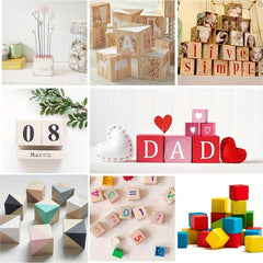 35pcs Blank Cube Craft Wooden Squares Natural Wood Blocks for Painting DIY