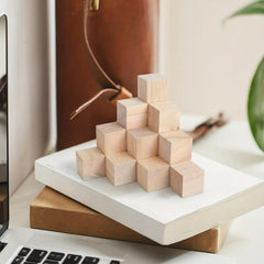 35pcs Blank Cube Craft Wooden Squares Natural Wood Blocks for Painting DIY