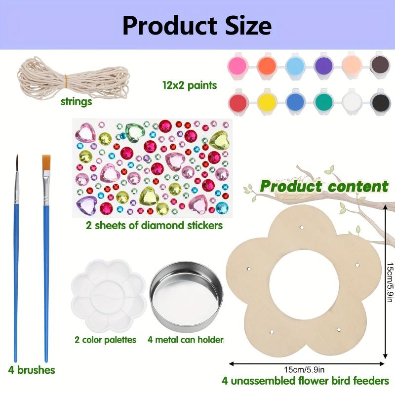 Crafts Bird Feeder Wooden DIY Painting Kit Easter Kids Outdoor Garden