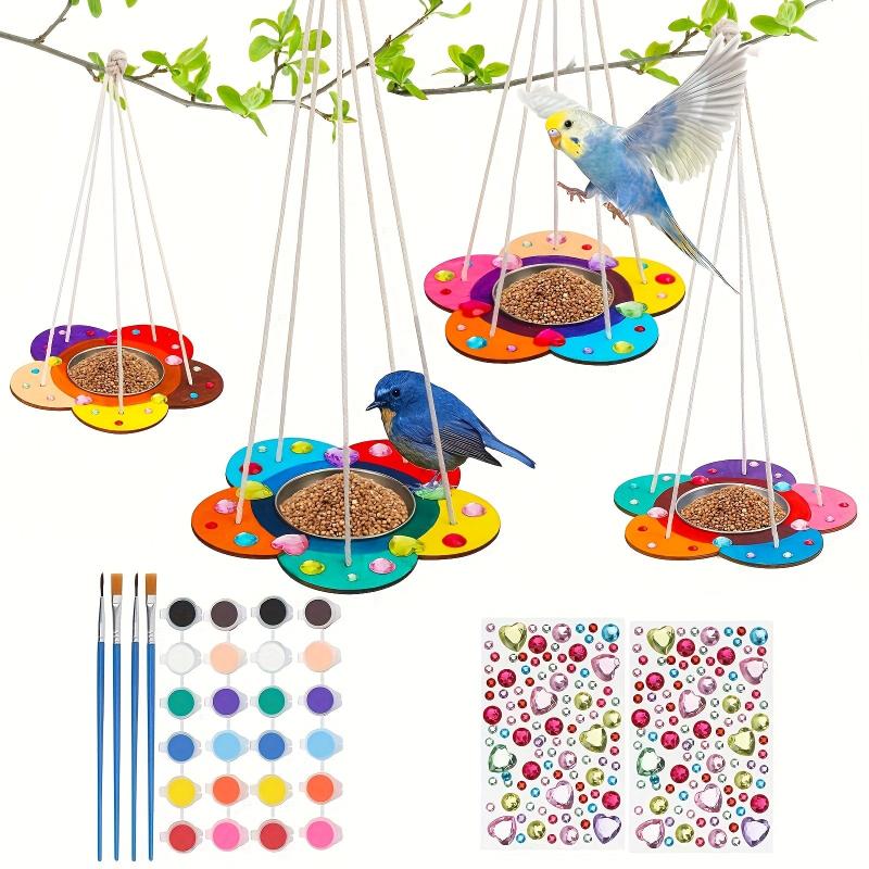 Crafts Bird Feeder Wooden DIY Painting Kit Easter Kids Outdoor Garden