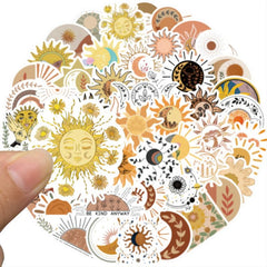 50pcs Sun & Flower Waterproof Stickers for DIY Decor Luggage Journals & More