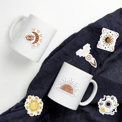 50pcs Sun & Flower Waterproof Stickers for DIY Decor Luggage Journals & More