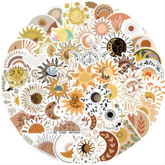 50pcs Sun & Flower Waterproof Stickers for DIY Decor Luggage Journals & More