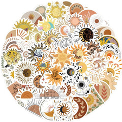 50pcs Sun & Flower Waterproof Stickers for DIY Decor Luggage Journals & More