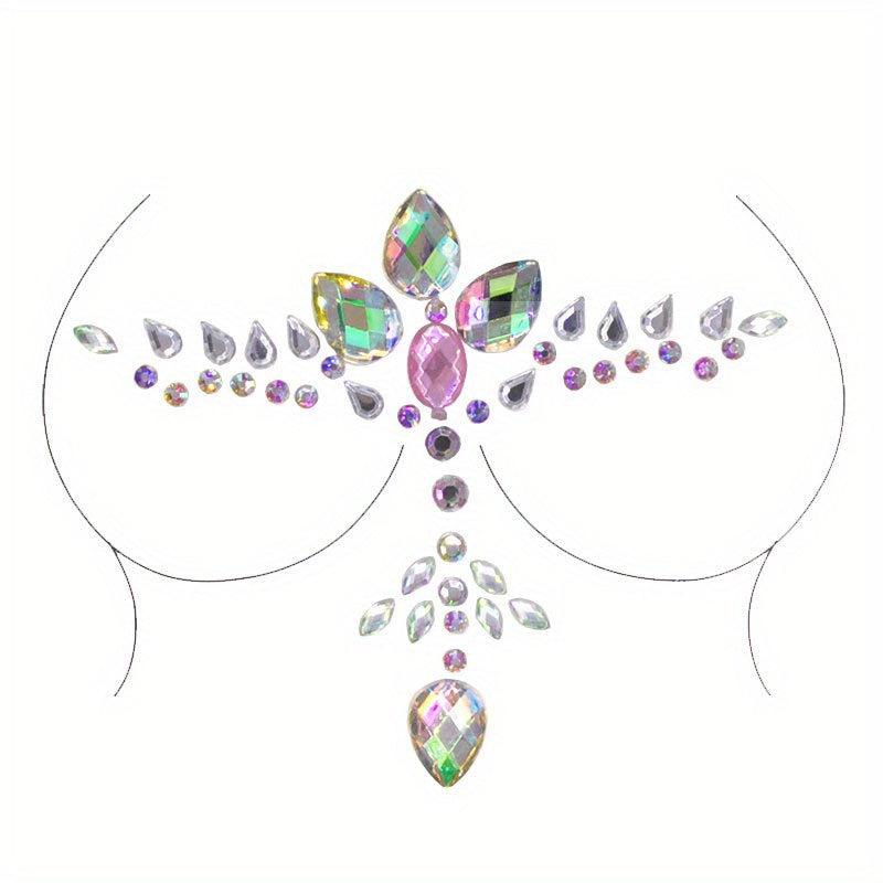 Beaded Face Arm Body Chest Jewelry Tattoo Stickers