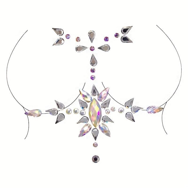 Beaded Face Arm Body Chest Jewelry Tattoo Stickers