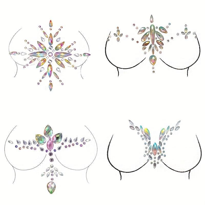 Beaded Face Arm Body Chest Jewelry Tattoo Stickers