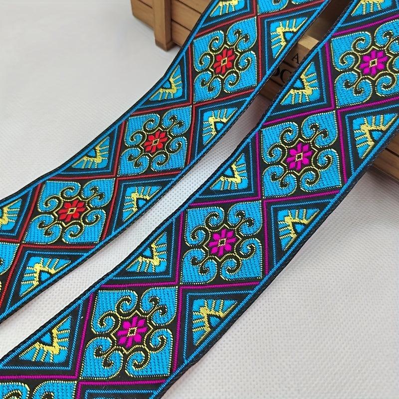 2 Yards 2inch Jacquard Trim Lace Ribbon Floral Embroidery Woven Trimming