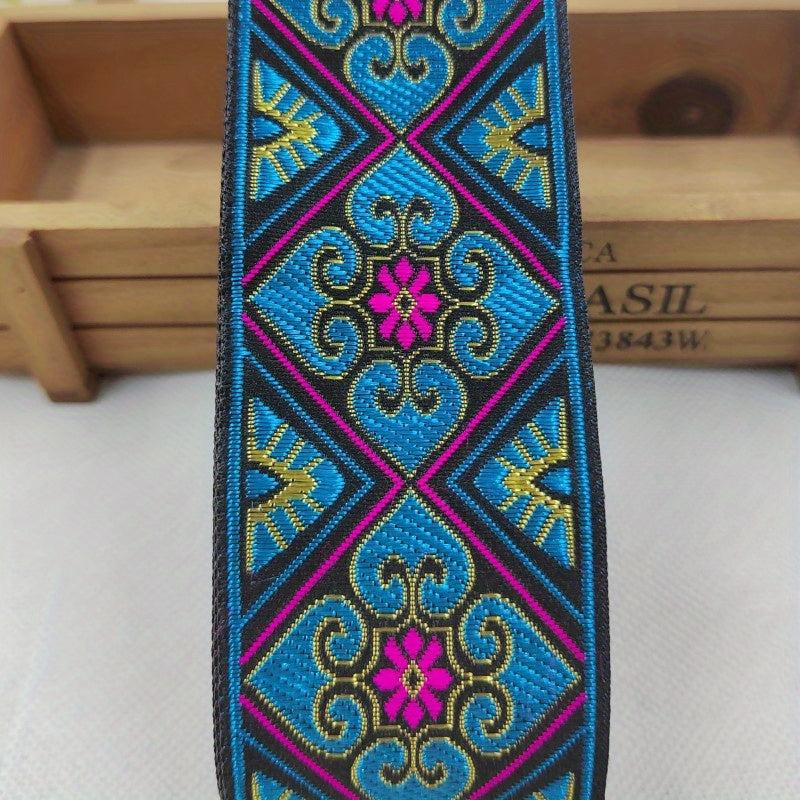 2 Yards 2inch Jacquard Trim Lace Ribbon Floral Embroidery Woven Trimming
