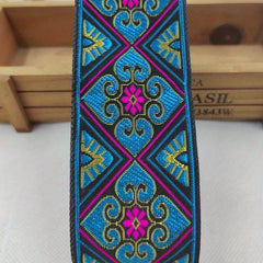 2 Yards 2inch Jacquard Trim Lace Ribbon Floral Embroidery Woven Trimming
