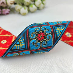 2 Yards 2inch Jacquard Trim Lace Ribbon Floral Embroidery Woven Trimming