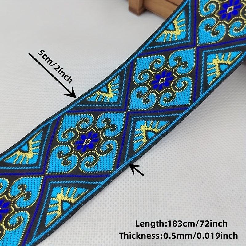 2 Yards 2inch Jacquard Trim Lace Ribbon Floral Embroidery Woven Trimming