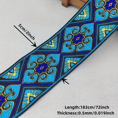 2 Yards 2inch Jacquard Trim Lace Ribbon Floral Embroidery Woven Trimming