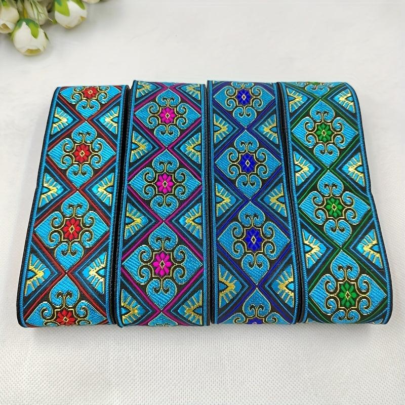 2 Yards 2inch Jacquard Trim Lace Ribbon Floral Embroidery Woven Trimming