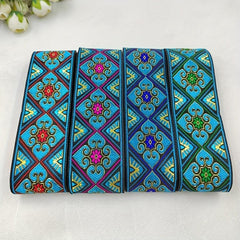 2 Yards 2inch Jacquard Trim Lace Ribbon Floral Embroidery Woven Trimming