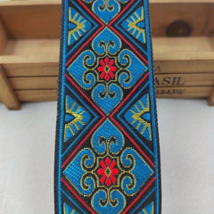 2 Yards 2inch Jacquard Trim Lace Ribbon Floral Embroidery Woven Trimming