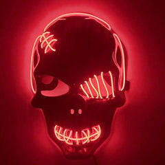 Halloween Luminous Pirate Skull Head Horror Mask LED Cyberpunk Mask