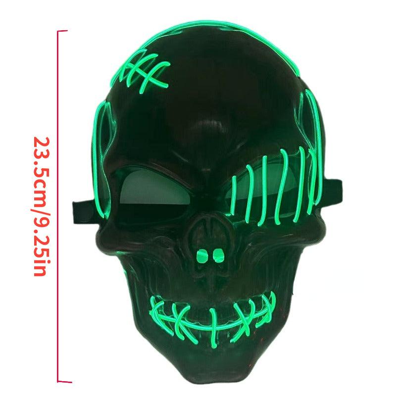 Halloween Luminous Pirate Skull Head Horror Mask LED Cyberpunk Mask
