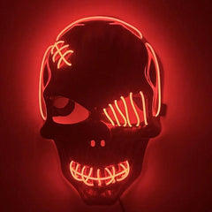 Halloween Luminous Pirate Skull Head Horror Mask LED Cyberpunk Mask
