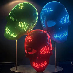 Halloween Luminous Pirate Skull Head Horror Mask LED Cyberpunk Mask
