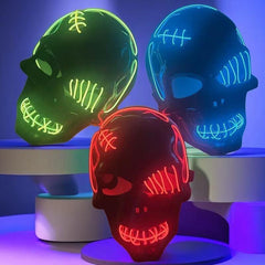 Halloween Luminous Pirate Skull Head Horror Mask LED Cyberpunk Mask