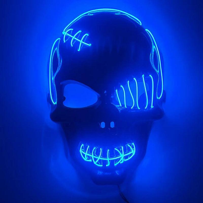 Halloween Luminous Pirate Skull Head Horror Mask LED Cyberpunk Mask