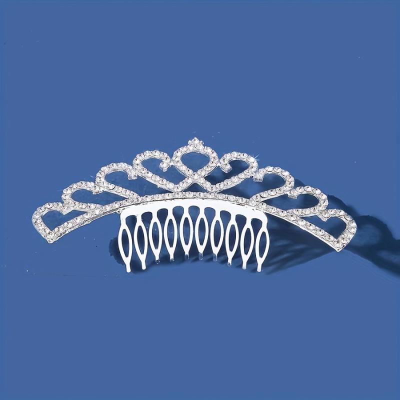 Silver Crown Headdress Comb Wedding Bridal Hair Accessories Rhinestone