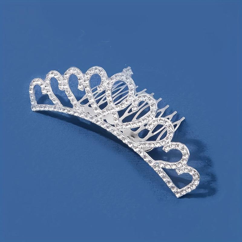 Silver Crown Headdress Comb Wedding Bridal Hair Accessories Rhinestone