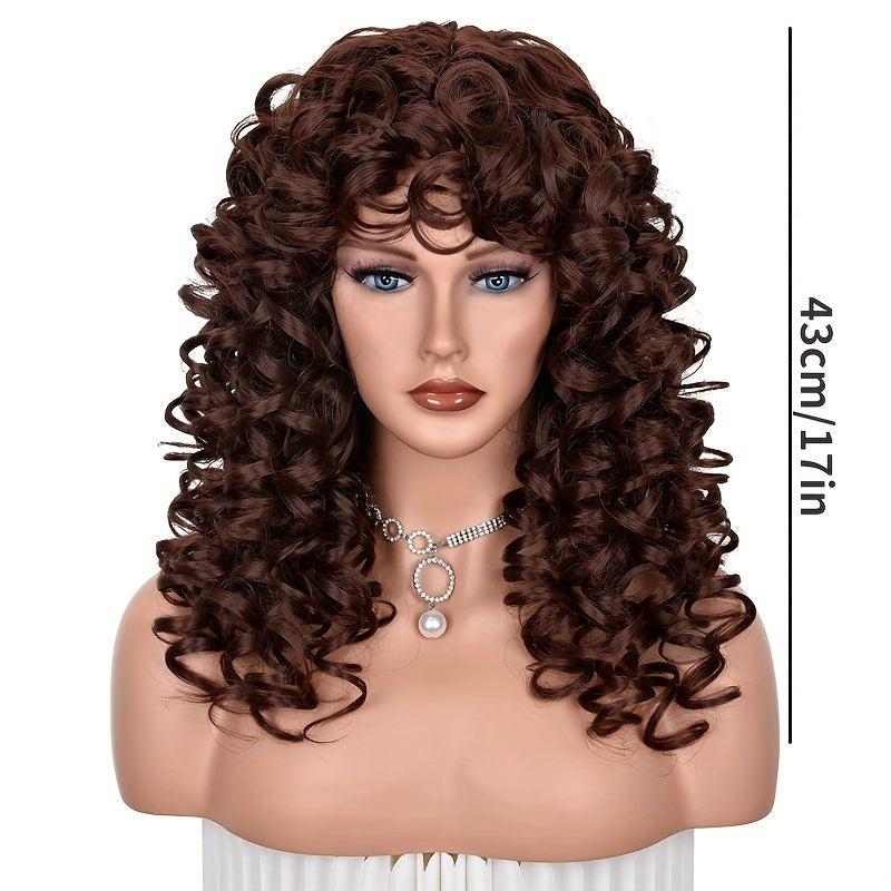 Long Curly Afro Wig With Bangs Big Loose Kinky Curly Hair Synthetic Wig