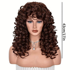 Long Curly Afro Wig With Bangs Big Loose Kinky Curly Hair Synthetic Wig