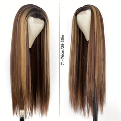 Gradient Blond Long Straight Wig Heat Resistant Synthetic Fiber