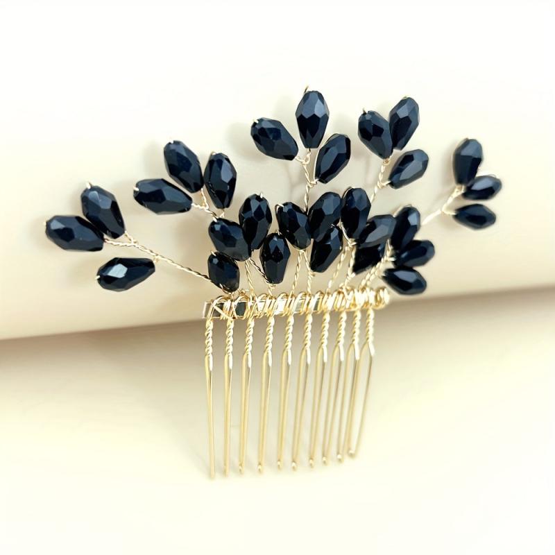 Crystal Copper Wire Braided Hair Comb Wedding Bride Accessory
