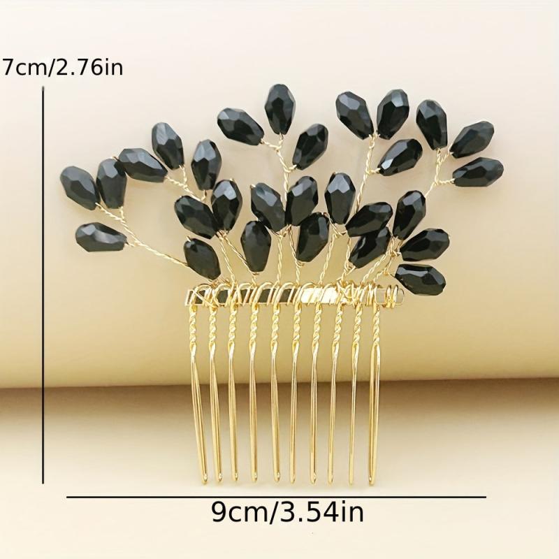 Crystal Copper Wire Braided Hair Comb Wedding Bride Accessory