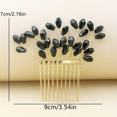 Crystal Copper Wire Braided Hair Comb Wedding Bride Accessory