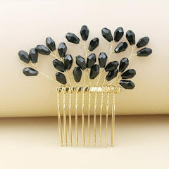 Crystal Copper Wire Braided Hair Comb Wedding Bride Accessory