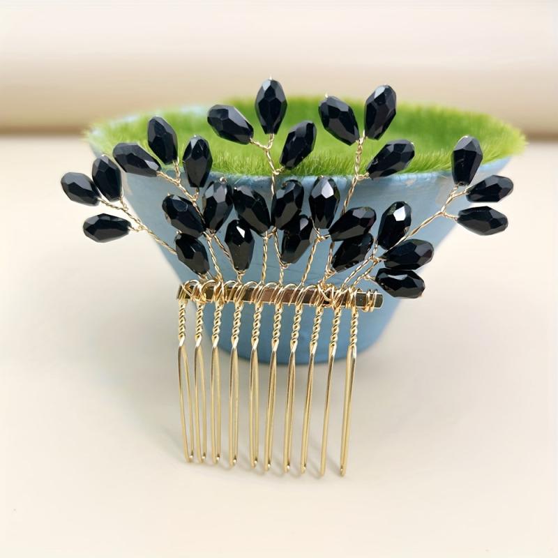 Crystal Copper Wire Braided Hair Comb Wedding Bride Accessory